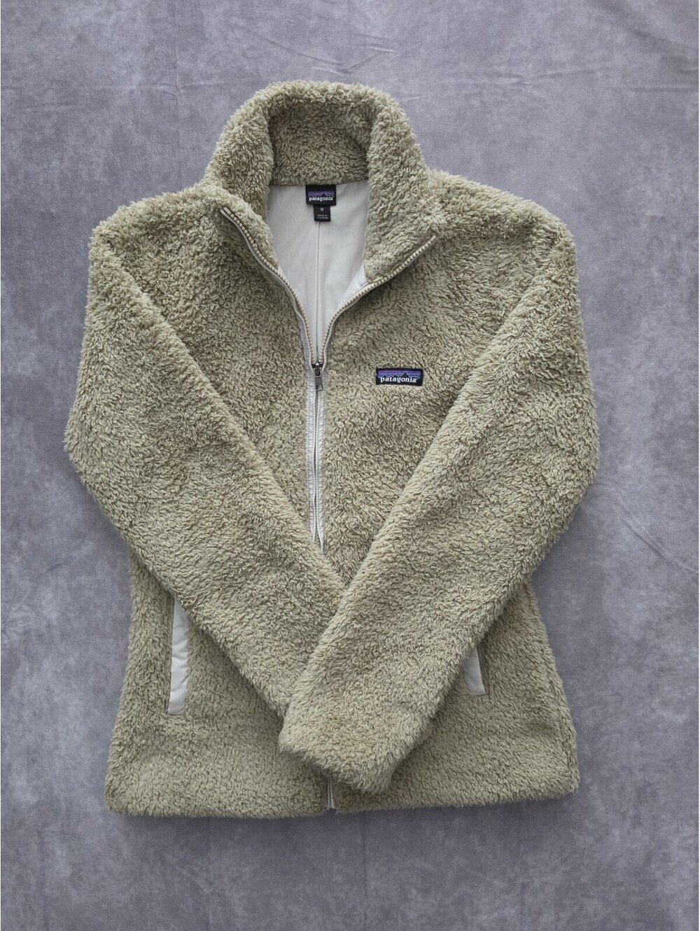 SKU0229 Patagonia Women's Medium  Los Gatos Full Zip Fleece Jacket Beige Cozy